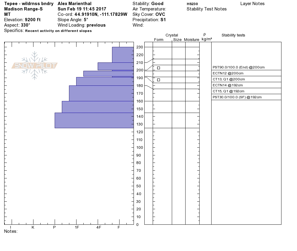 Tepee Basin Pit profile - 19 Feb