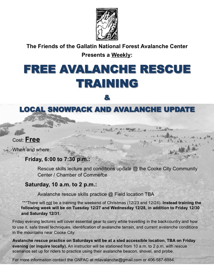 Free Rescue Trainings + Snowpack Updates in Cooke City