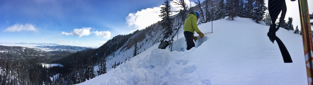 Digging a snowpit above Fairy Lake