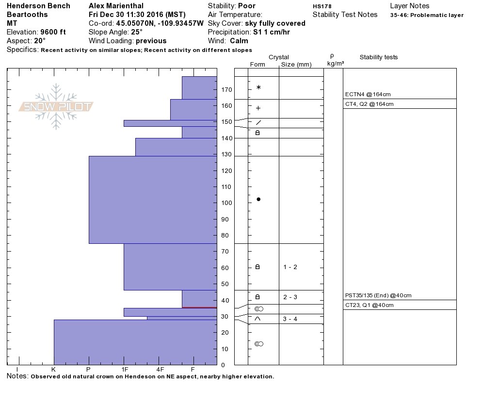 Henderson bench pit profile - 30 Dec