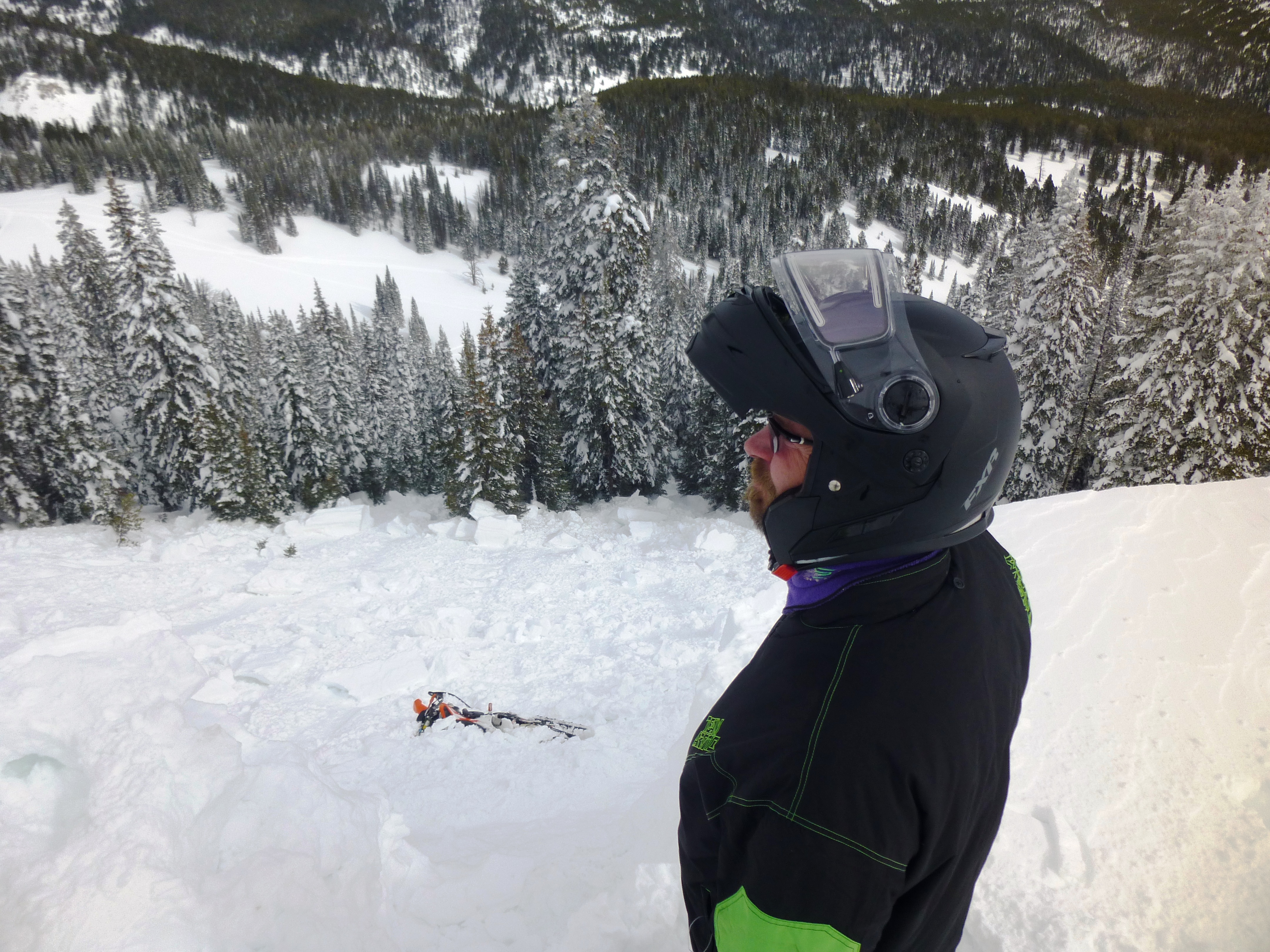 Snowbike triggered avalanche at Lionhead