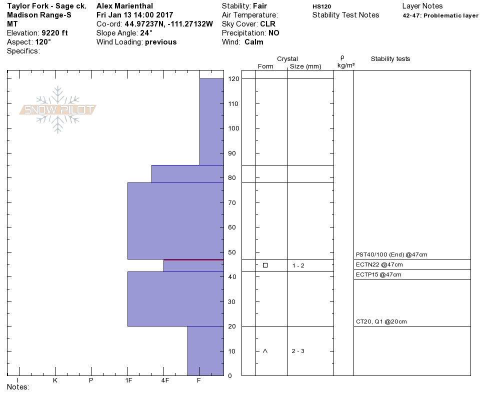 Taylor Fork Profile - 13 Jan 2017