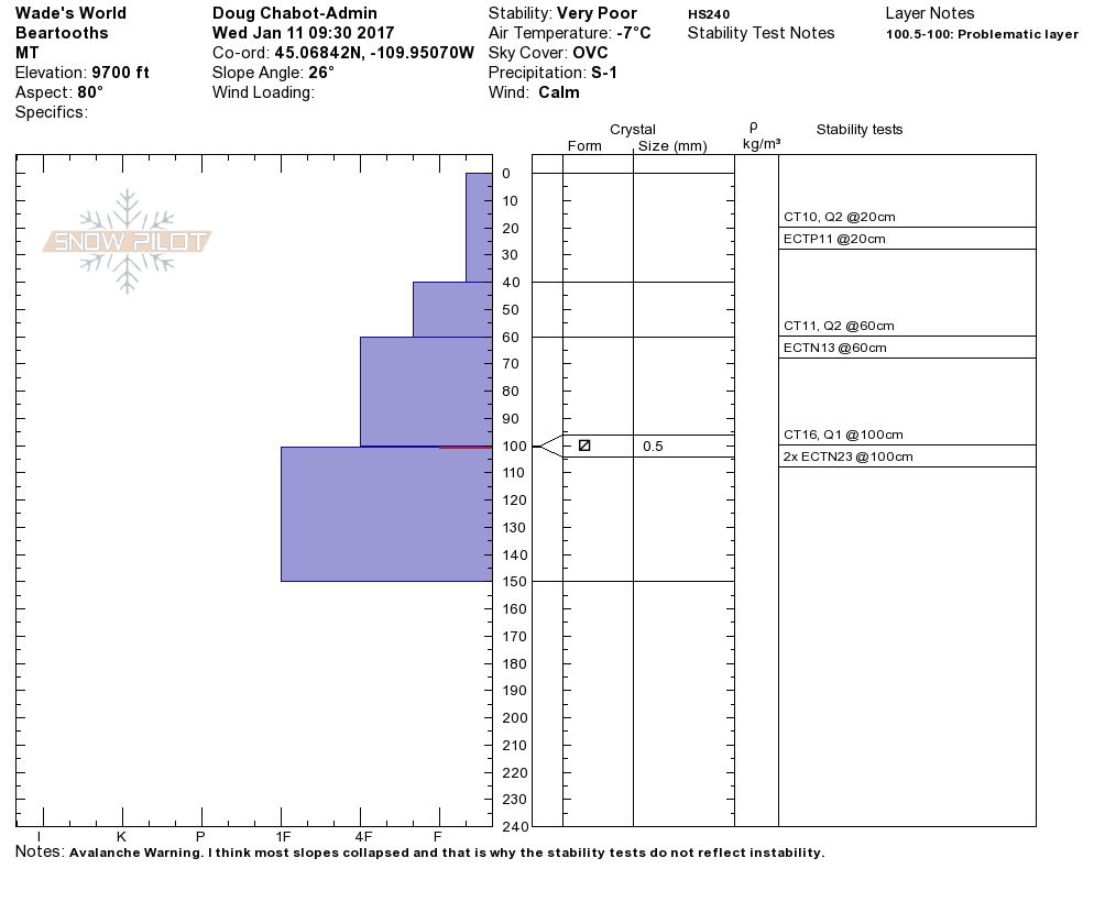 Wades World Snowpit Profile